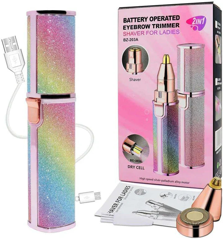 Facial Beauty - 2 In 1 Rechargeable Electric Eyebrow Trimmer + Body Facial