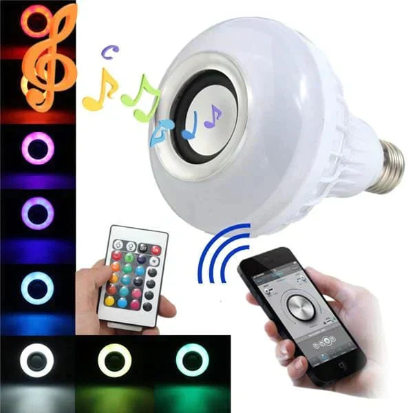 Led music bulb RGB wireless bluetooth light bulb with speaker / 24-key remote control bulb